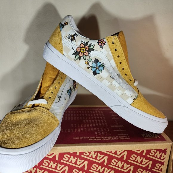 NWT VANS Suede/ Canvas Old Skool (Garden Check) Yellow Men (8.5)/ Women (10.0) - Picture 6 of 16